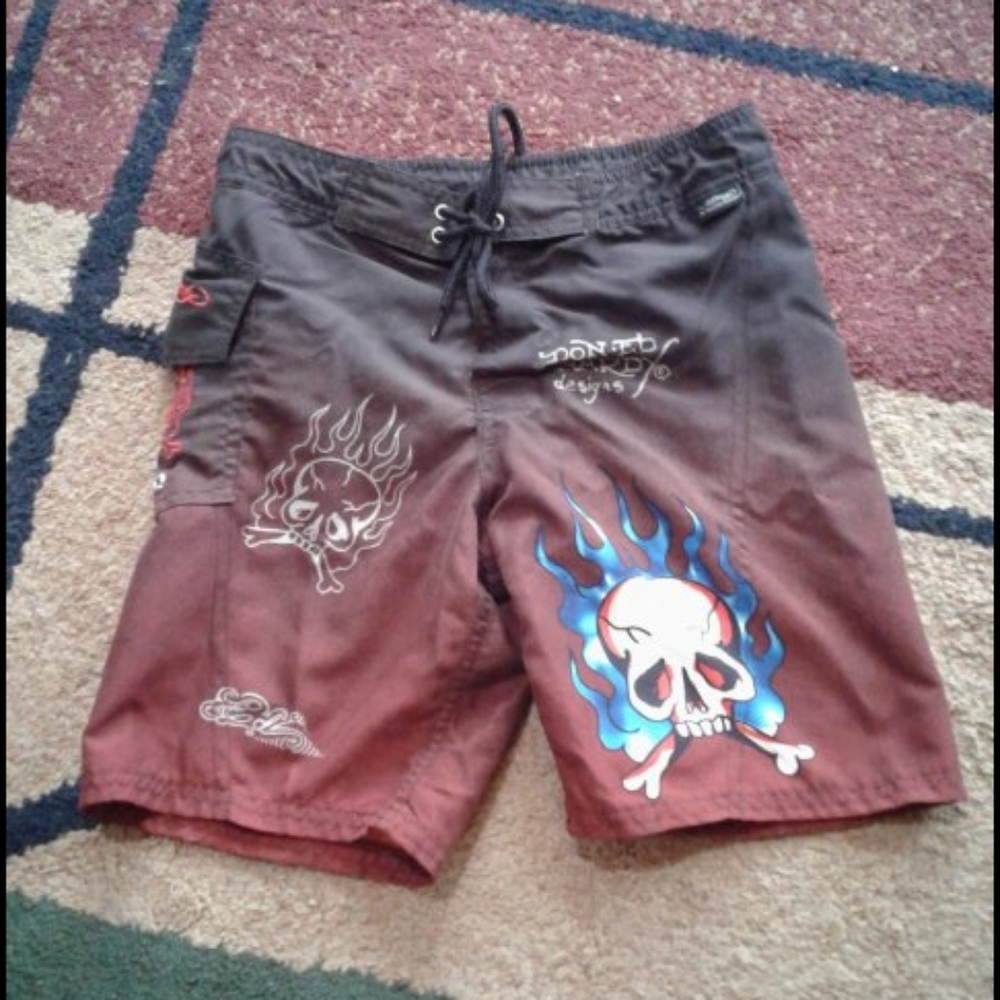 Boys Ed Hardy trunks board shorts said 4/5